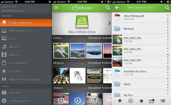 Bitcasa lhe dá um disco externo e economiza o espaço do seu gadget (Foto: Divulgação/App Store)