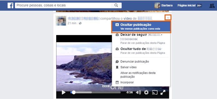 Oculte vídeos do seu feed do Facebook (Foto: Reprodução/Barbara Mannara)