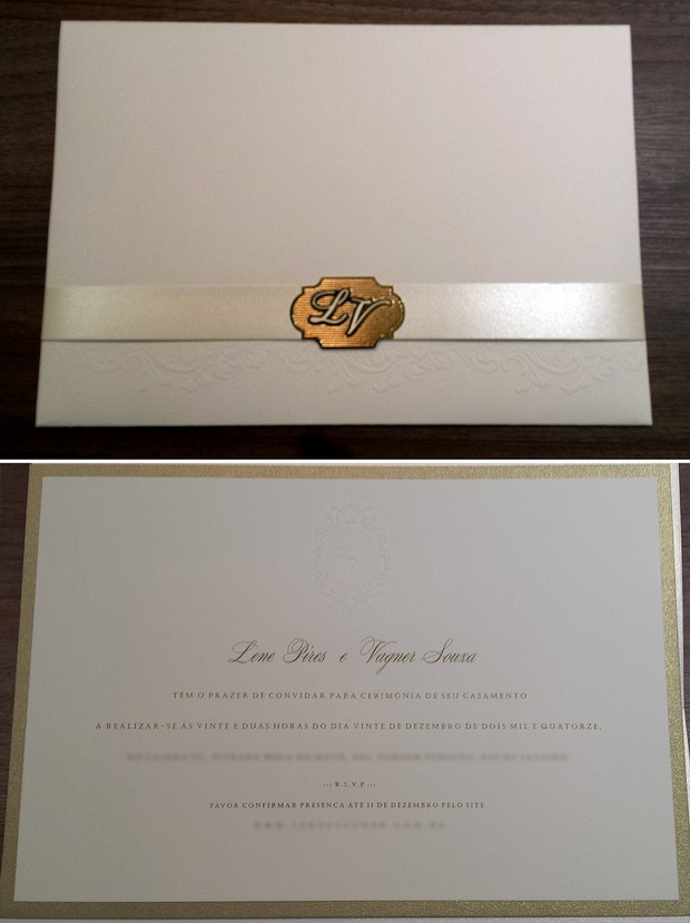 Convite de casamento de Vagner Love e Lene Pires (Foto: Arquivo Pessoal)