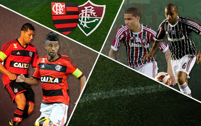 MONTAGEM - Léo MOura e André Santos Flamengo e Carlinhos e Bruno Fluminense (Foto: Editoria de arte)