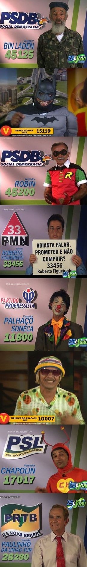Chapolin Batman E Robin Sao Adversarios Na Eleicao Em Aracaju Eleicoes 2012 Em Sergipe G1