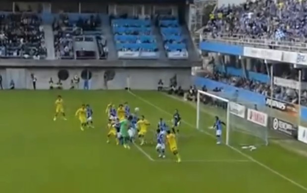 Goleiro faz gol da vitória - Montegio Yamagata e Jubilo Iwata (Foto: Reprodução SporTV)