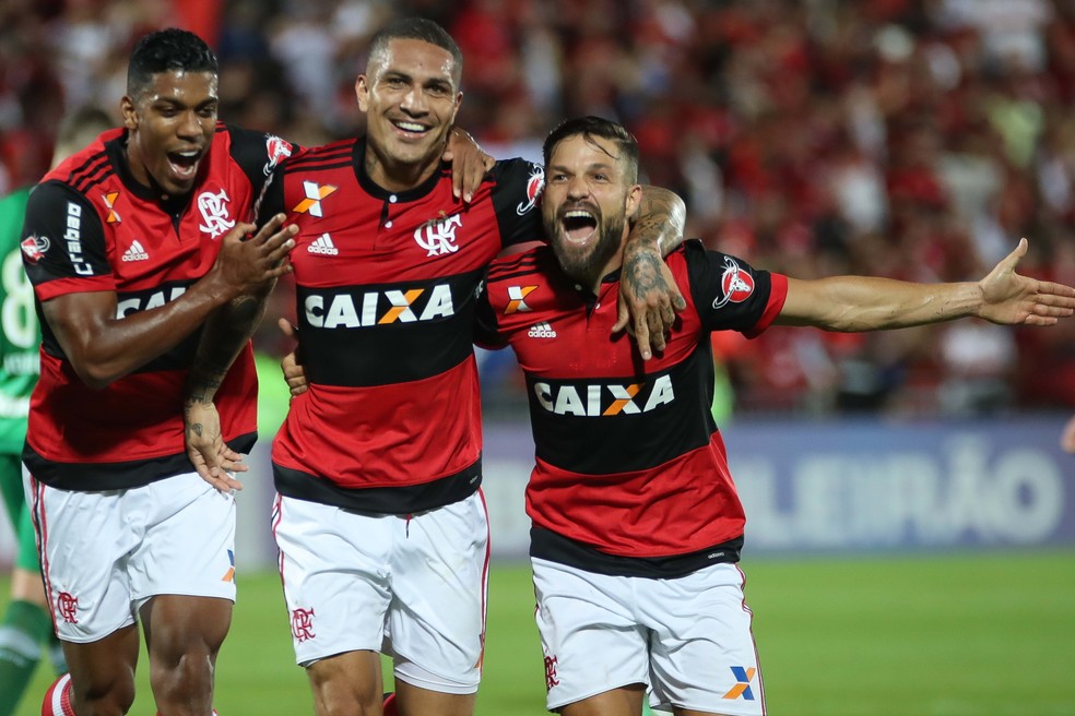 Diego, Guerrero, Berrío, Flamengo x Chapecoense (Foto: Gilvan de Souza/Flamengo)
