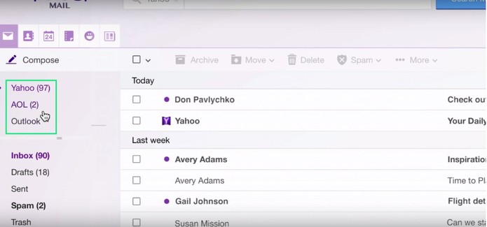 Contas ficam disponíveis na mesma interface no Yahoo Mail desktop e celular (Foto: Divulgação/Yahoo)