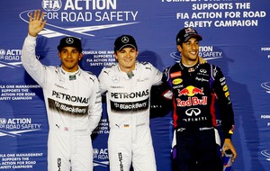 Nico Rosberg, Lewis Hamilton e  Daniel Ricciardo  treino F1 GP Bahrein (Foto: Reuters)
