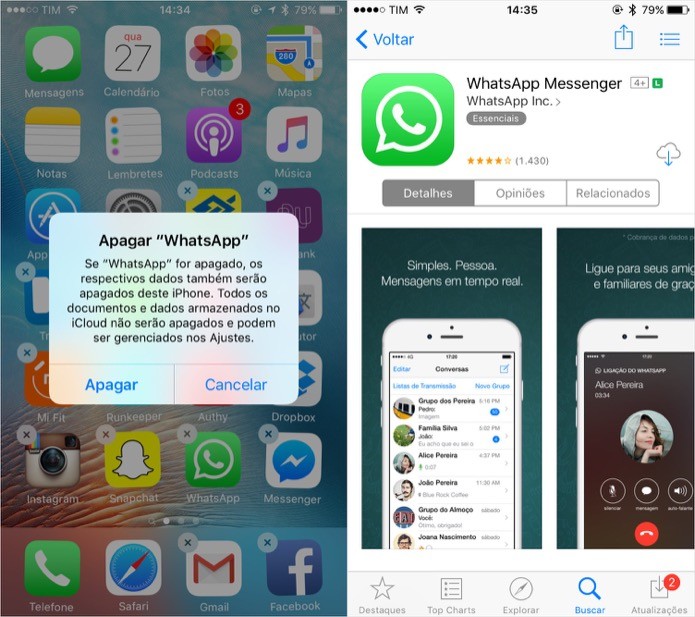 Reinstale o WhatsApp no iPhone (Foto: Reprodução/Helito Bijora)
