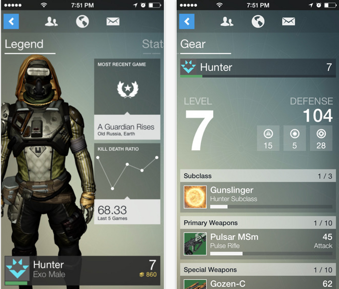 Destiny ganhou hoje um aplicativo companion que traz diversas estatísticas do jogador. (Foto: Reprodução/iTunes)