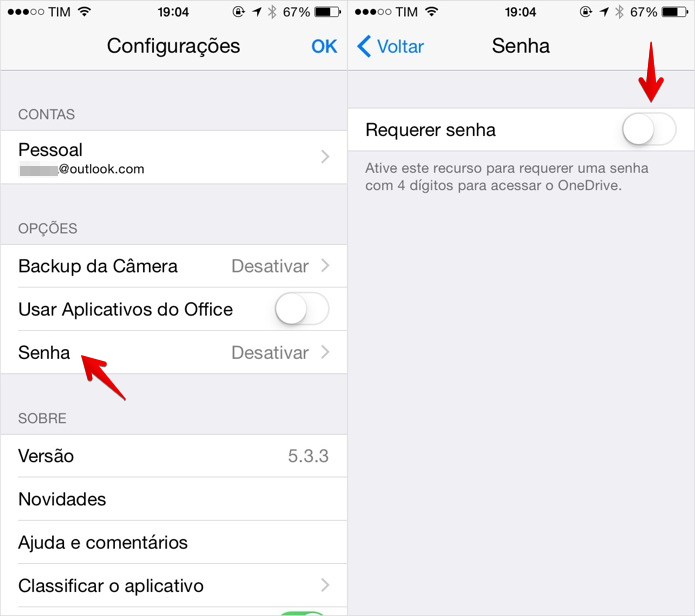 Ativando o bloqueio por senha (Foto: Reprodução/Helito Bijora)