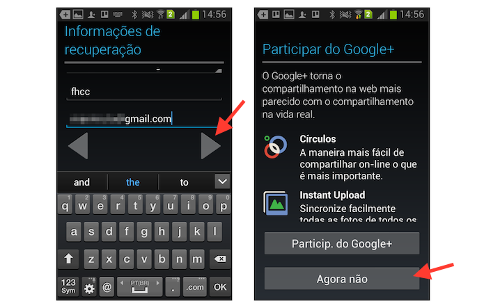 Definindo as configurações de recuperação de senha e do Google+ em uma nova conta do YouTube criada através de um dispositivo Android (Foto: Reprodução/Marvin Costa)