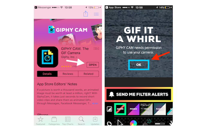 Tela inicial da extensão para Facebook Messenger Giphy Cam (Foto: Reprodução/Marvin Costa)