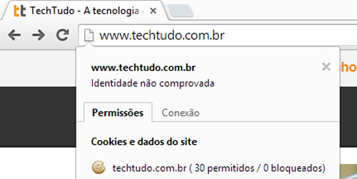 Barra de endereços permite acessar rapidamente informações de segurança (foto: Reprodução/Chrome)