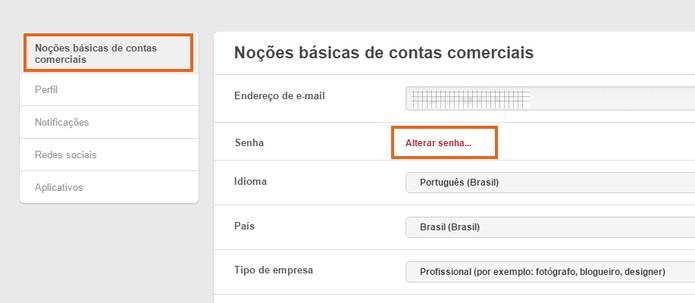 Escolha a opção para alterar a senha pelas configurações do Pinterest (Foto: Reprodução/Barbara Mannara)