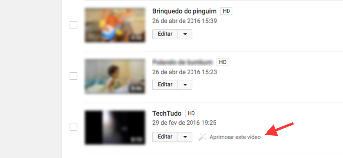 Link para aprimoramento de um vídeo com estabilidade em um canal do YouTube (Foto: Reprodução/Marvin Costa)