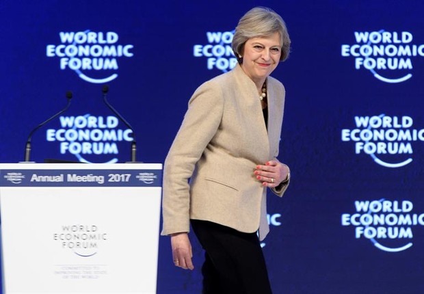 Theresa May em Davos (Foto: EFE)