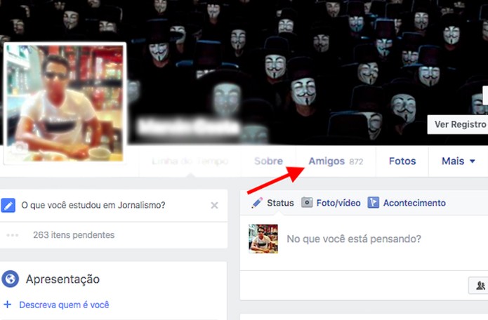 Acessando a lista de amigos de seu perfil no Facebook (Foto: Reprodução/Marvin Costa) Acessando a lista de amigos de seu perfil no Facebook (Foto: Reprodução/Marvin Costa)