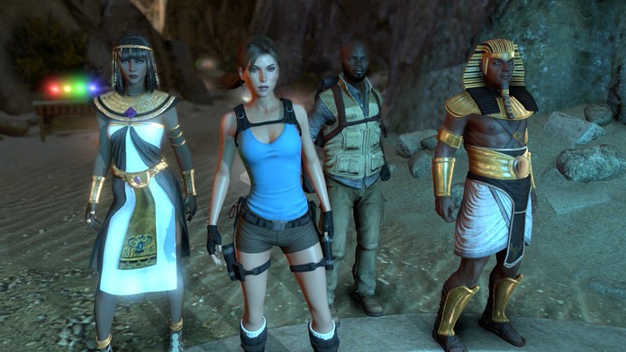 Lara Croft se une ao explorador Cartel Bell e às divindades Ísis e Hórus para lutar contra Osíris (Divulgação/Square Enix)