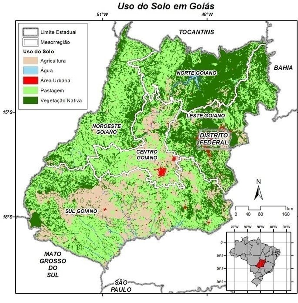 Mapa mostra que agricultura avança sobre áreas verdes e prejudicam as bacias (Foto: Reprodução)