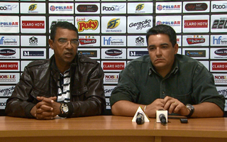 Vicente da Rocha Filho, Tim, gerente do Comercial, e Tuca Guimarães, técnico (Foto: Ronaldo Gomes / EPTV)