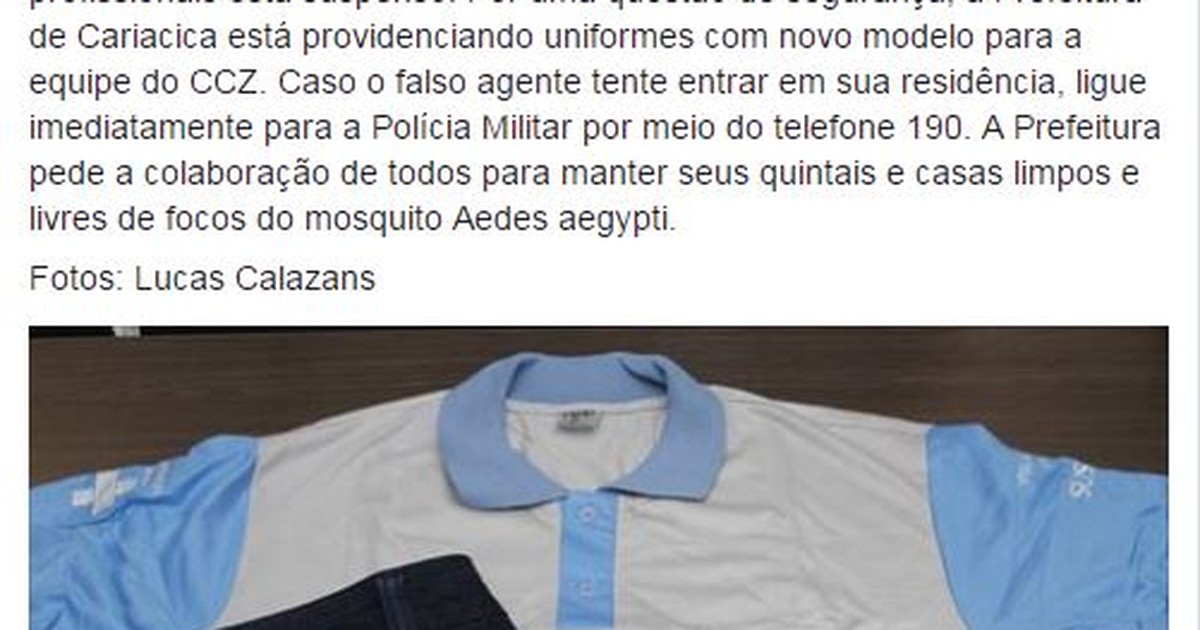 Cariacica suspende combate à dengue após furto de uniformes - Globo.com