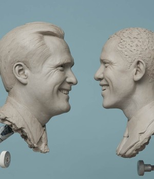 Romney e Obama de argila 
'se encaram' antes de debate (Reuters)