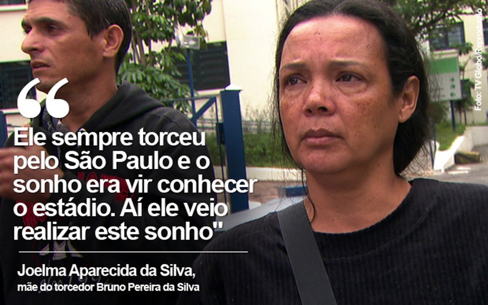 Mãe do torcedor foi reconhecer o corpo no IML Central de São Paulo (Foto: TV Globo/Reprodução)