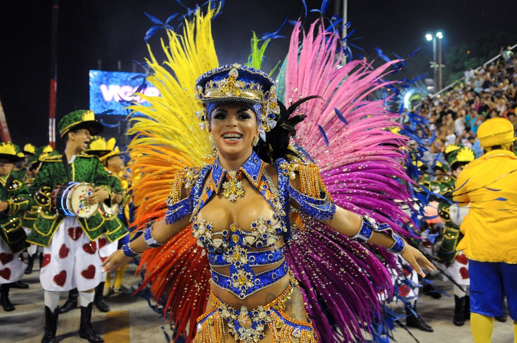 Carol Marins, rainha de bateria da Paraíso do Tuiuti (Foto: Alexandre Durão / G1)