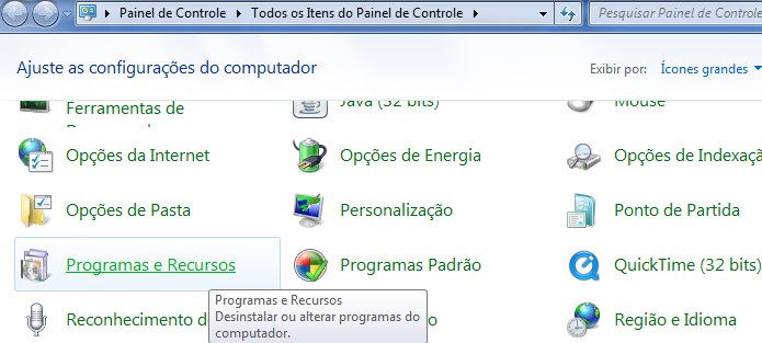 Desinstalando programas a partir do Painel de Controle (Foto: Reprodução/Vinícius Sacramento)