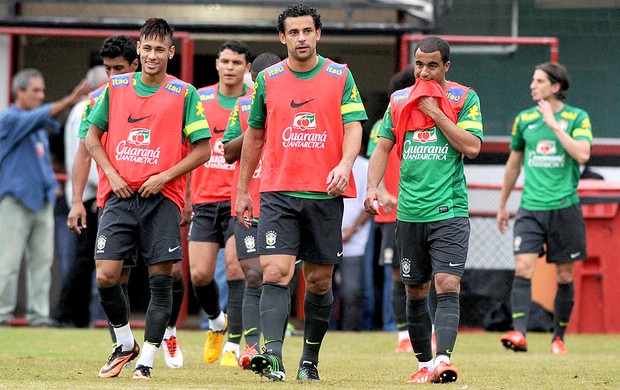 Fred Neymar Lucas treino seleção gávea (Foto: André Durão / Globoesporte.com)
