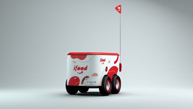 Robô de entrega de comida do iFood, em teste antes do lançamento (Foto: Divulgação)
