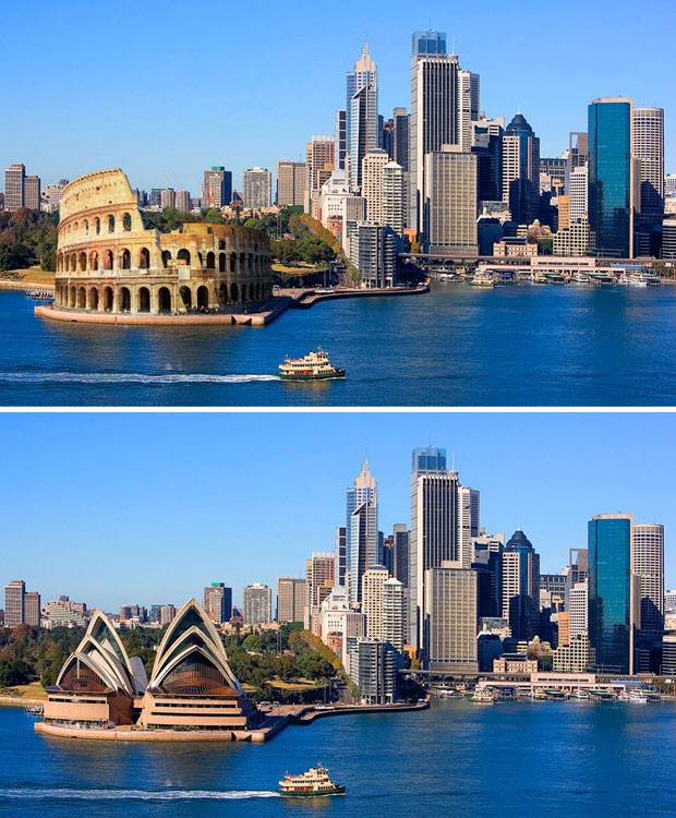 O Coliseu no meio de Sydney, substituindo a Opera House (Foto: Designcrowd.com/Divulgação) O Coliseu no meio de Sydney, substituindo a Opera House (Foto: Designcrowd.com/Divulgação)