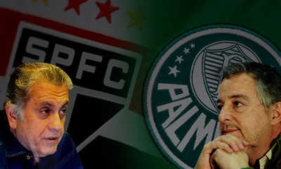 Carlos Miguel Aidar e Paulo Nobre São Paulo x Palmeiras (Foto: Editoria de Arte)