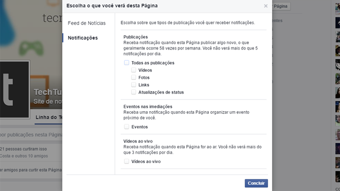 Facebook permite notificações para eventos e vídeos ao vivo (Foto: Reprodução/Facebook)