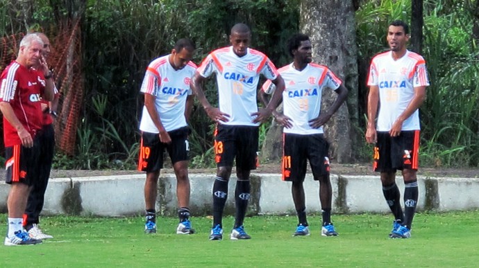 Treino Flamengo Alecsandro, Marcelo, Negueba e Fernando (Foto: Thales Soares)