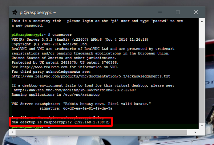 Tenha o cuidado de anotar corretamente o endereço de IP gerado pelo comando vncserver (Foto: Reprodução/Filipe Garrett)