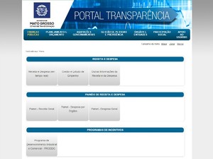 Portal da Transparência do governo do estado de MT (Foto: Reprodução)