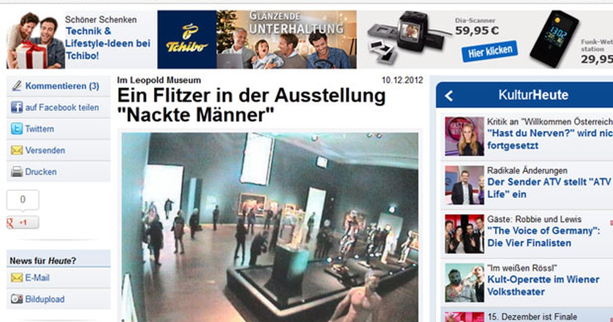 Áustria:Homem fica nu em exposição que trata justamente da 