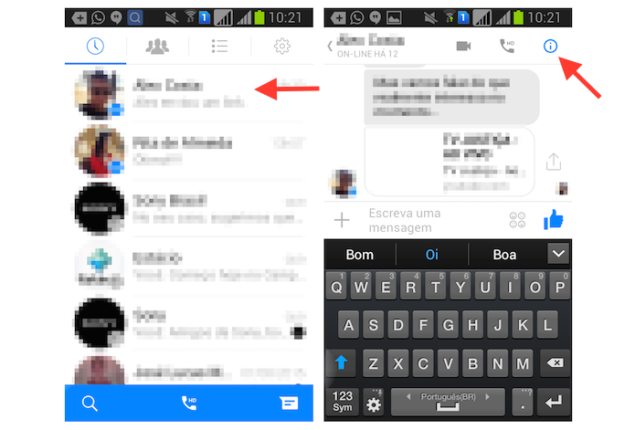 Acessando as informações de um chat do Facebook Messenger para Android (Foto: Reprodução/Marvin Costa) Acessando as informações de um chat do Facebook Messenger para Android (Foto: Reprodução/Marvin Costa)