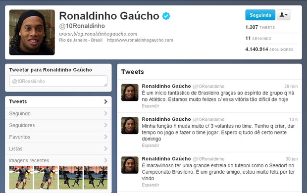 reprodução twitter Ronaldinho gaucho (Foto: Reprodução / Twitter)
