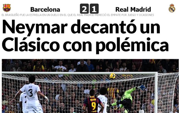 jornal vitória Barcelona sobre Real Madrid (Foto: Reprodução / Marca.com)