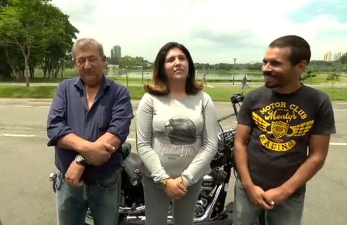 Antonio, Gabriela e Danilo: os apaixonados por motos da família Santos Silva (Foto: Reprodução/RPC)