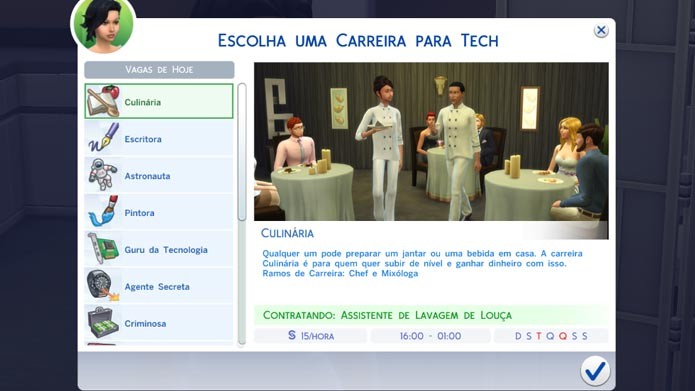 Em The Sims 4 é mais fácil encontrar uma carreira para seu Sim (Foto: Reprodução/ Tais Carvalho)