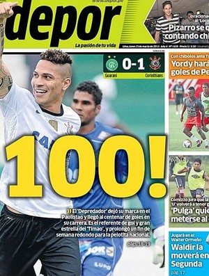 Paolo Guerrero Corinthians 100 gols (Foto: Reprodução)