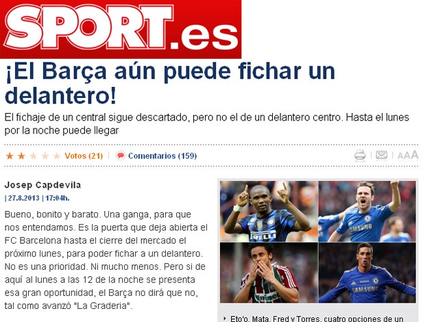 fred barcelona (Foto: Reprodução/Sport.es) fred barcelona (Foto: Reprodução/Sport.es)