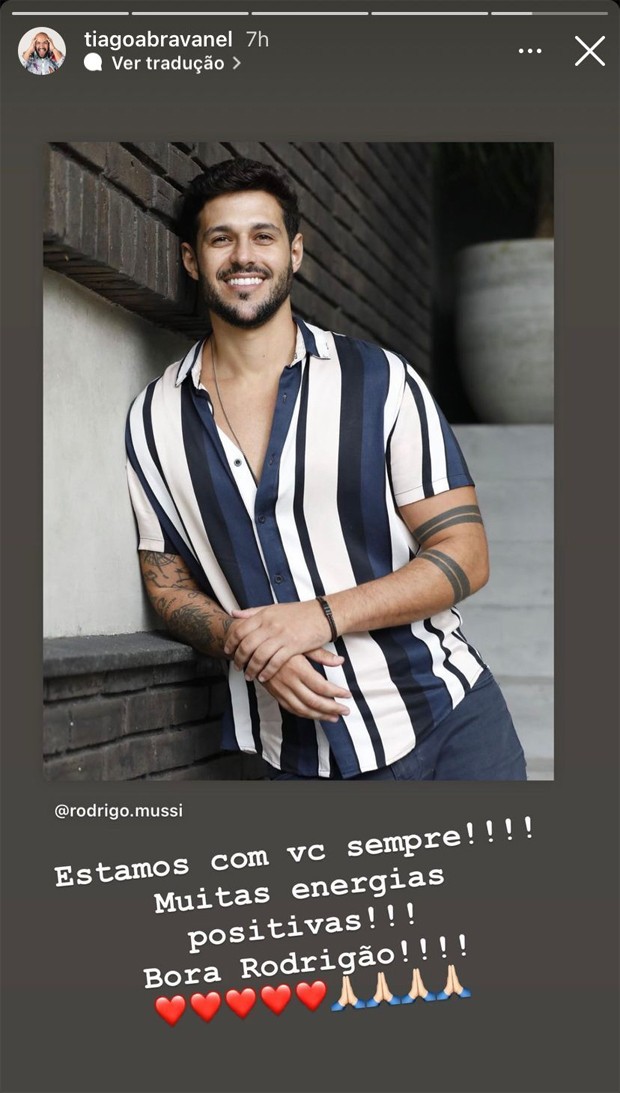 Tiago Abravanel pediu energias positivas para o amigo, Rodrigo Mussi, em seu Instagram (Foto: Reprodução / Instagram)
