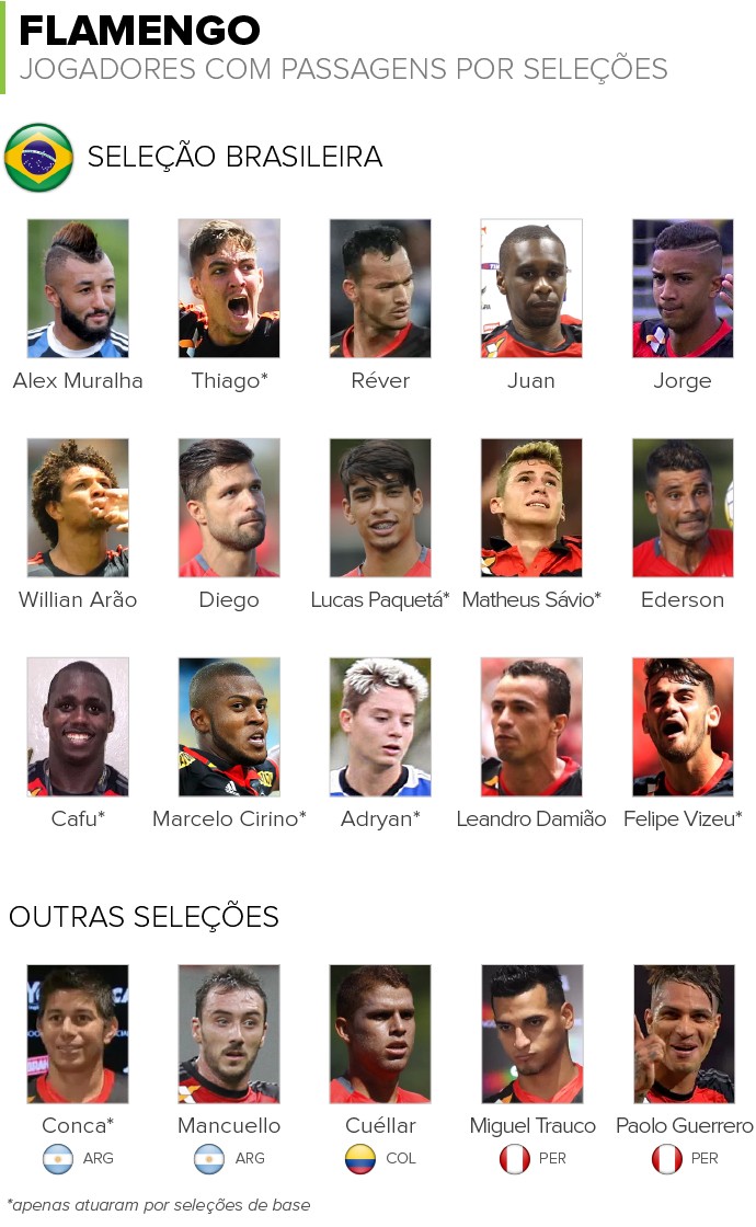 Info JOGADORES DO Flamengo com passagens por selecoes 2 (Foto: infoesporte)