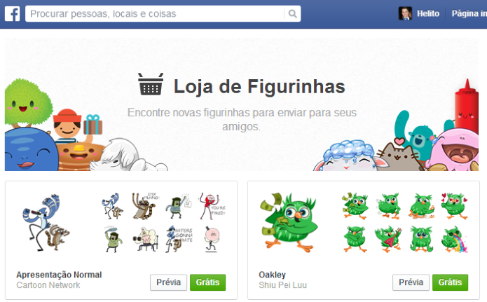 Acesse a loja de figurinhas do Facebook (Foto: Reprodução/Helito Bijora)