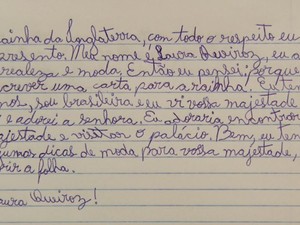 Admiradora da vossa majestade, menina de 8 anos escreveu uma carta (Foto: Oscar Herculano Jr/ EPTV)