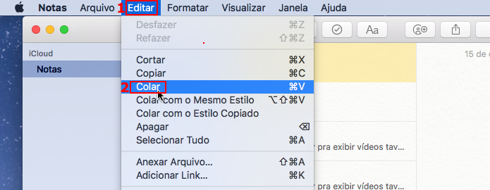 Colando a informação no MacOS (Foto: Reprodução/Edivaldo Brito)