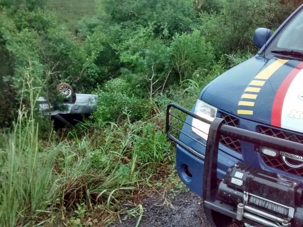 Motorista se feriu após carro capotar e sair da pista na BR-285  (Foto: Divulgação/PRF)