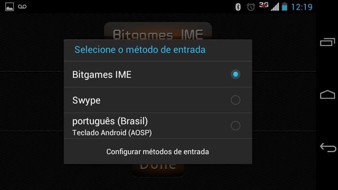 Selecione o método de entrada Bitgames IME (Foto: Reprodução / Dario Coutinho)